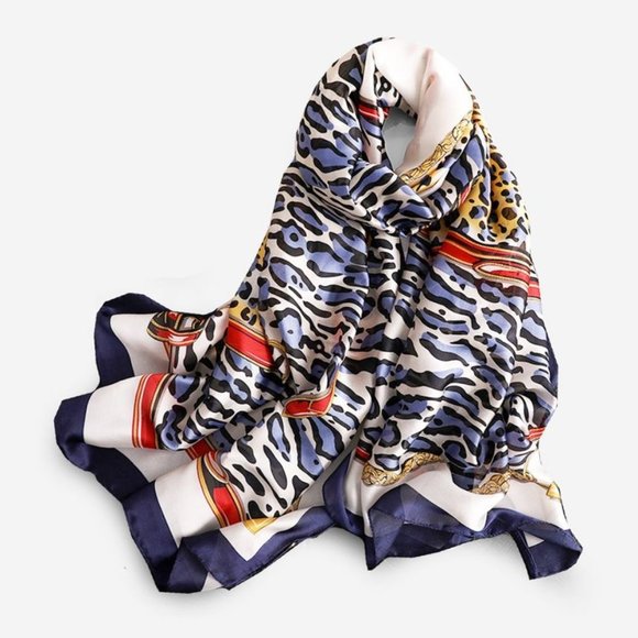 Pinkstix Accessories - HOST PICK NWT Classic navy blue and white leopard print scarf shawl
